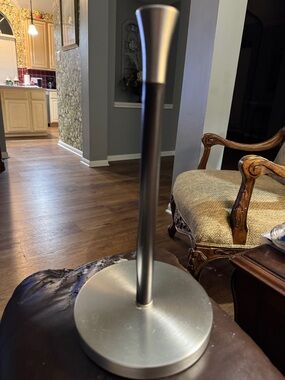 Brushed nickel Paper Towel Holder - Sleek Kitchen Stand.  Heavy base